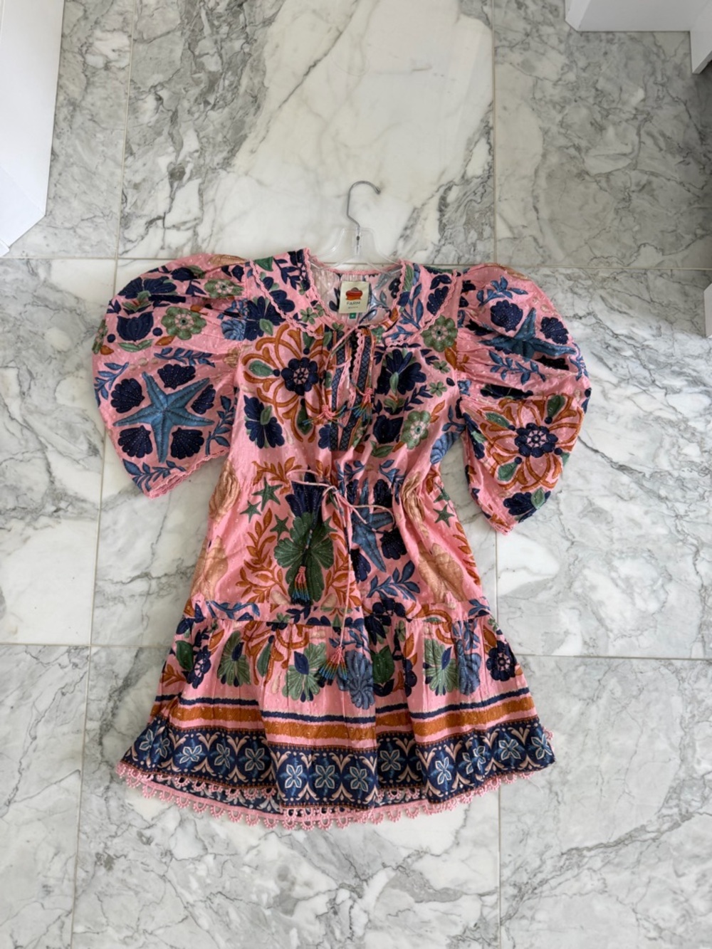 FARM Rio Seashell Tapestry Cotton Mini Dress